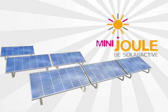 Drei Solaranlagen mit dem Mini Joule Logo 