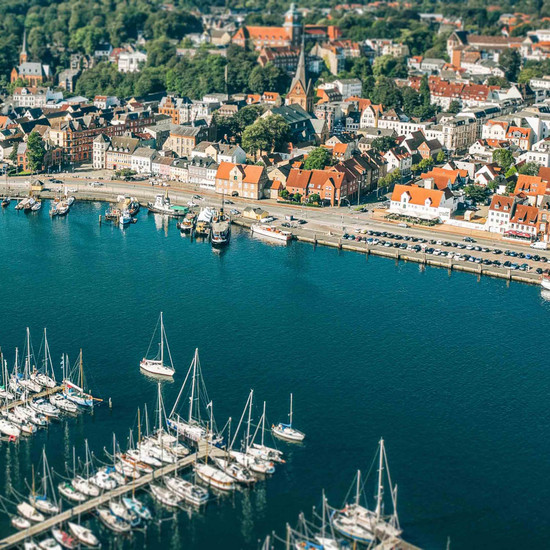 Luftaufnahme der Flensburger Hafenspitze