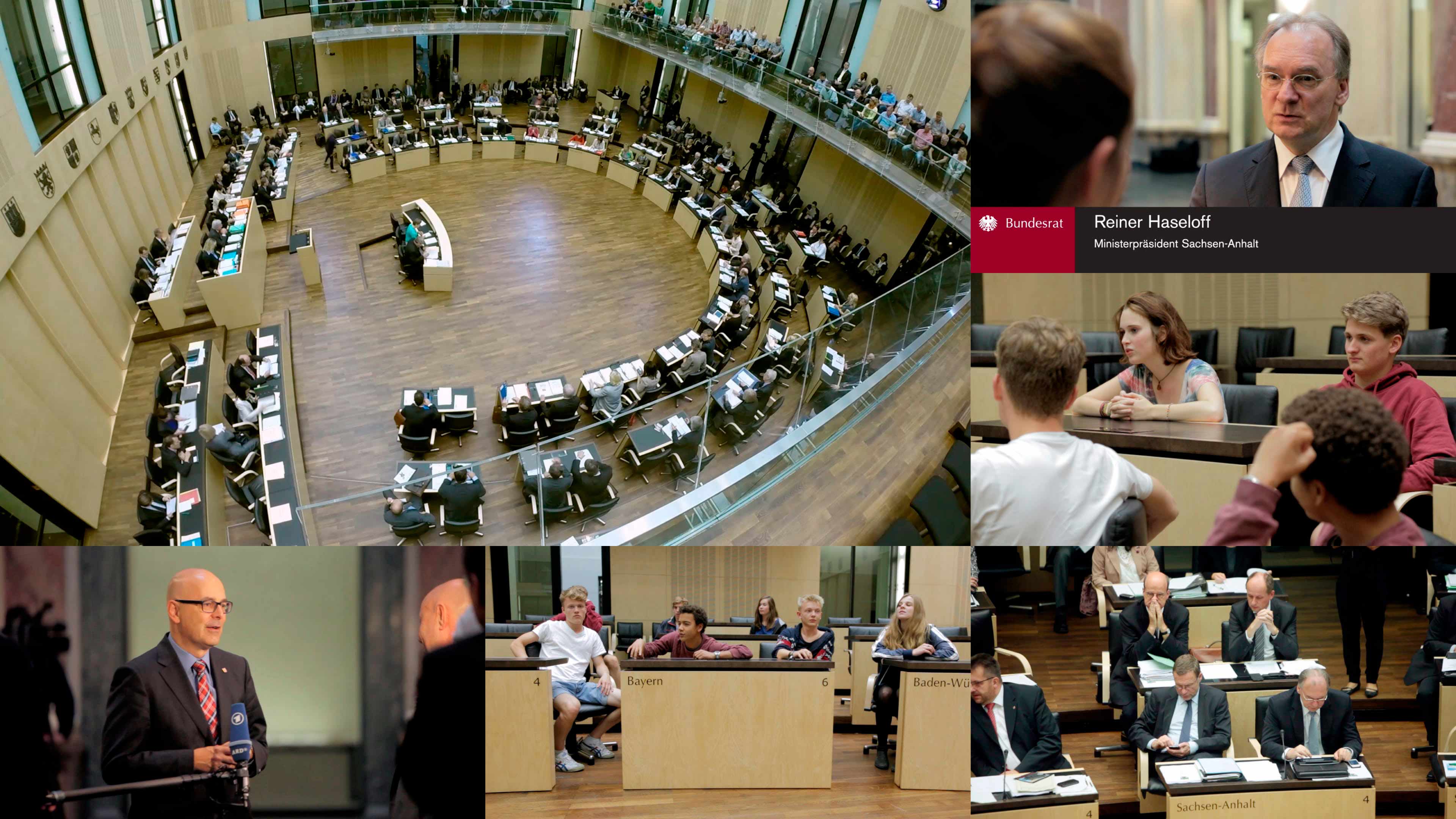 Bildercollage von Jugendlichen im Bundestag