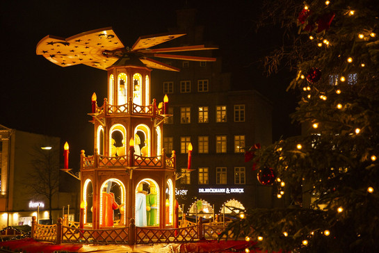 Blick auf den Flensburger Weihnachtsmarkt