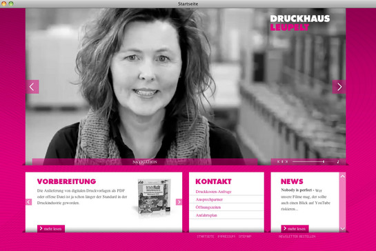Desktop Ansicht der Druckhaus Leupelt Homepage