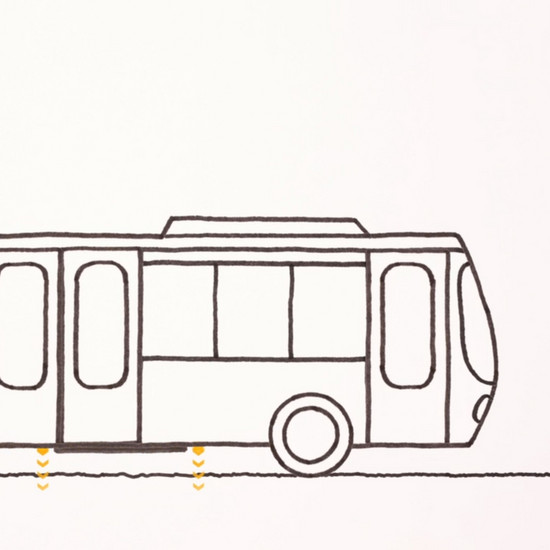 Schwarze Zeichnung eines Busses