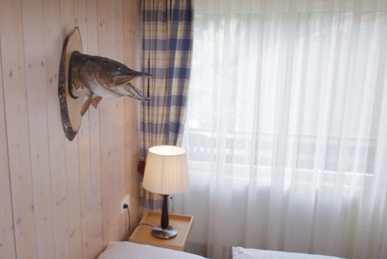 Fischdeko in einem Hotelzimmer des Hotel Waldschlösschen