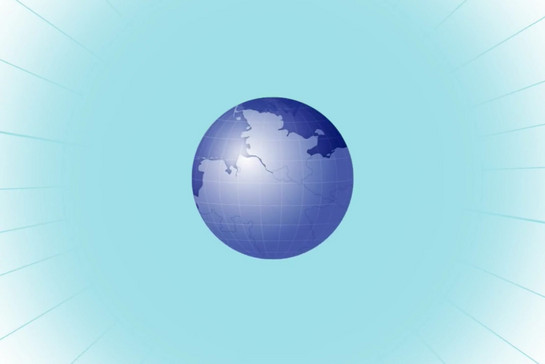 Eine blaue Weltkugel auf türkisem Hintergrund