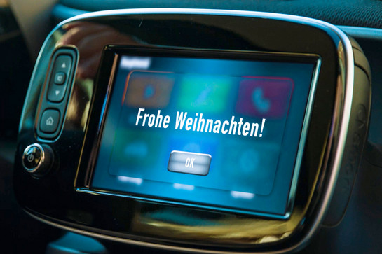 Frohe Weihnachten angezeigt auf einem Bildschirm