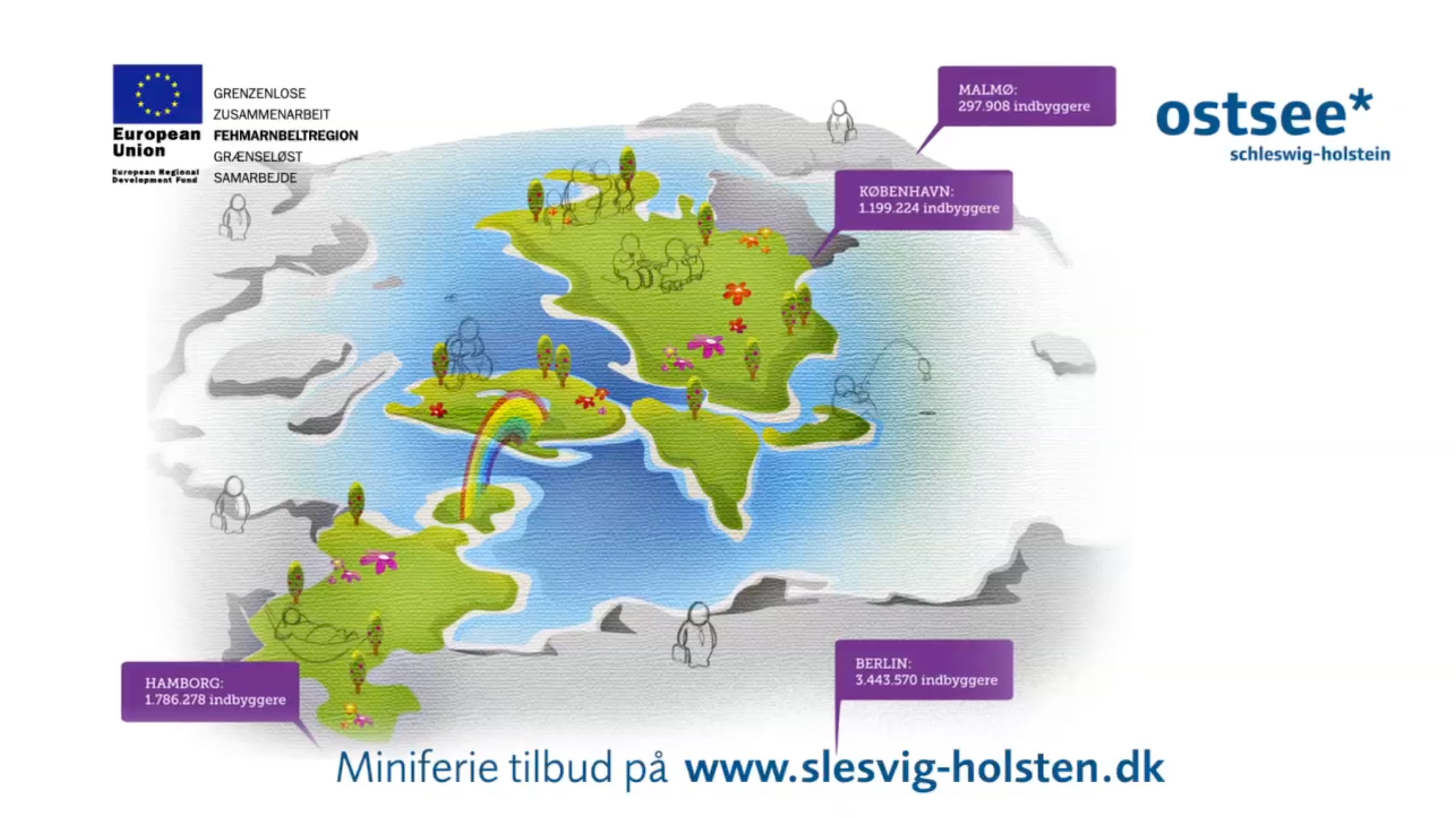 Eine gezeichnete Landkarte von Schleswig Holstein und Dänemark