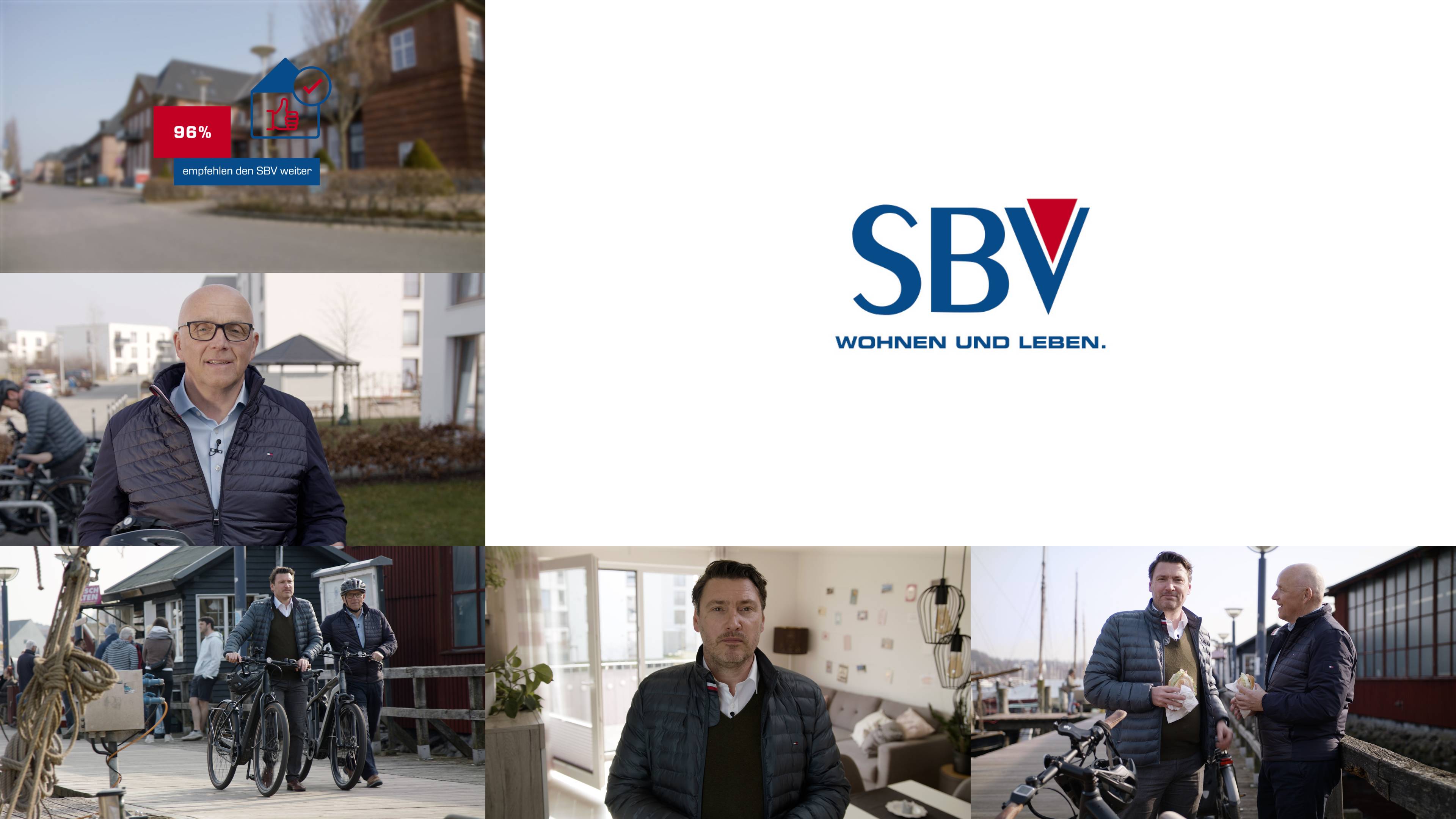 SBV-Logo und Collage mehrerer Fotos mit Personen auf dem Fahrrad